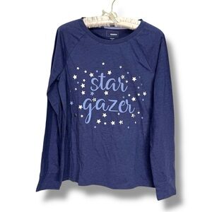 NEW Sonoma Blue Long Sleeve Shirt Pajamas Metallic Sleep Shirt Star Gazer Sz XS